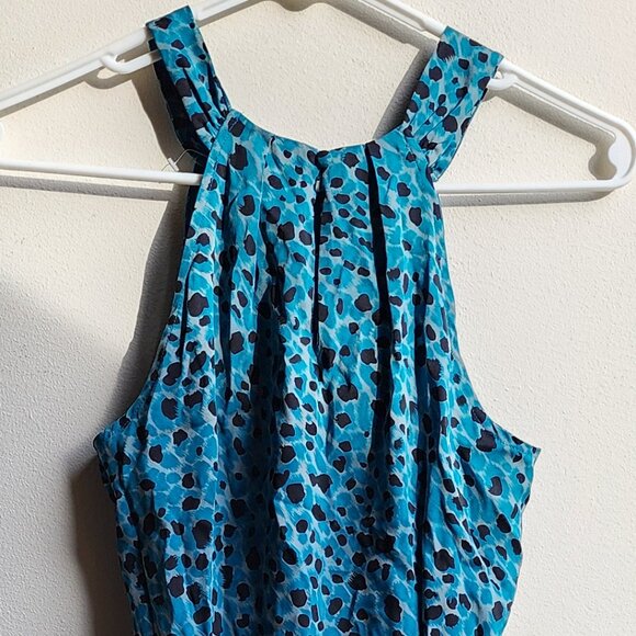 NWOT Ann Taylor Blue/Black Abstract Animal Print Halter Top Size 0 - Picture 12 of 15
